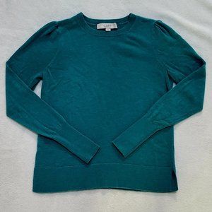 Loft Puff-Sleeve Sweater in Teal, Size XS